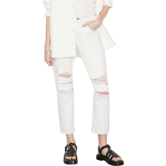 Frame Le‎ Original Button Fly Off White Rips Distressed Jeans Size 24 - Picture 1 of 7